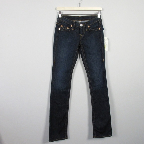 True Religion Lonestar Straight Leg Jeans Women 25 Blue Cotton Blend Denim 524 - Picture 1 of 12